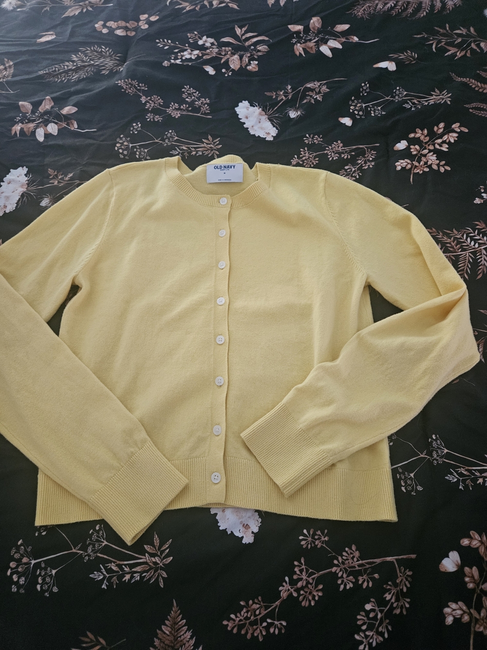 Old Navy Lemon Yellow Crewneck Cardigan
